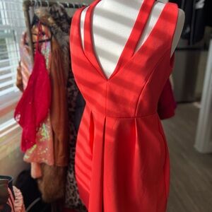 BCBGMaxAzria Vibrant Red Backless Dress 10